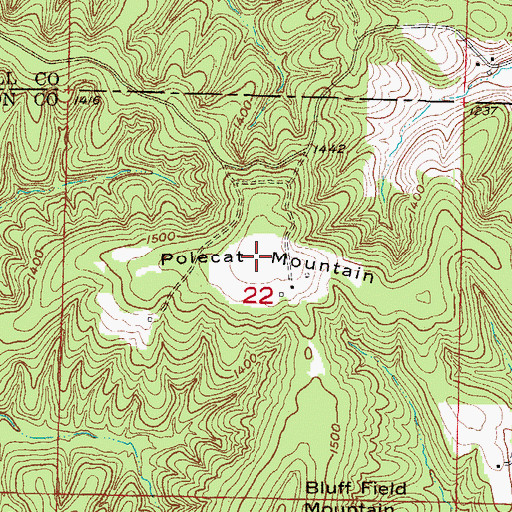 Topographic Map of Polecat Mountain, AR