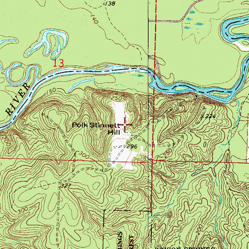 Topographic Map of Polk Stinnett Hill, AR