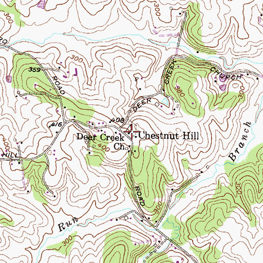 Topographic Map of Deer Creek Church, MD