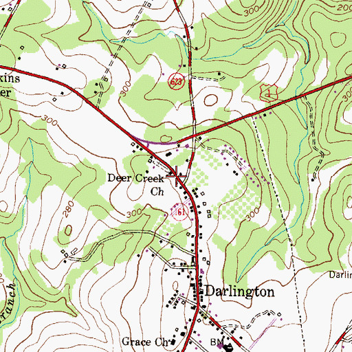 Topographic Map of Deer Creek Harmony Presbyterian Church, MD