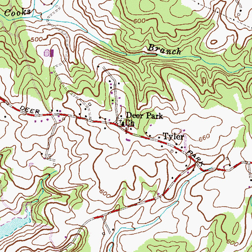 Topographic Map of Deer Park Church, MD