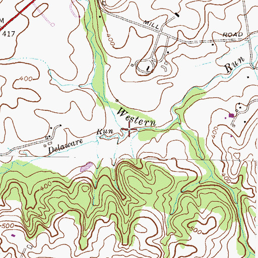 Topographic Map of Delaware Run, MD
