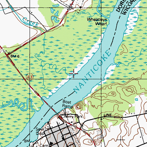 Topographic Map of Dennis Creek, MD