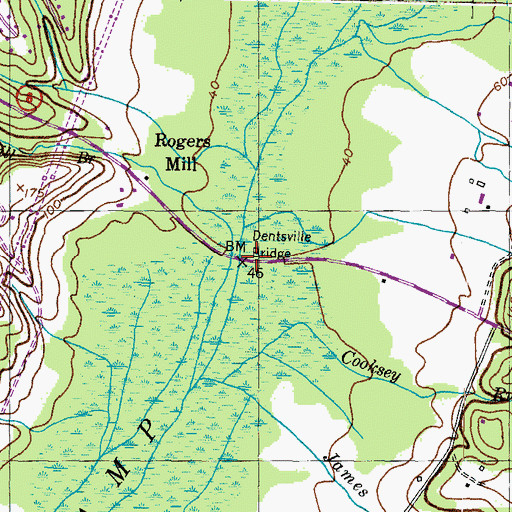 Topographic Map of Dentsville Bridge, MD