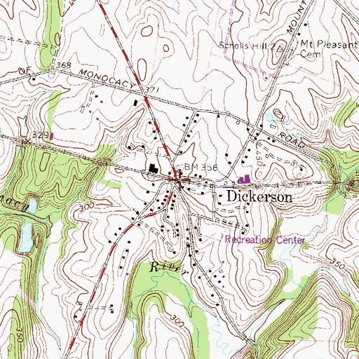 Topographic Map of Dickerson, MD