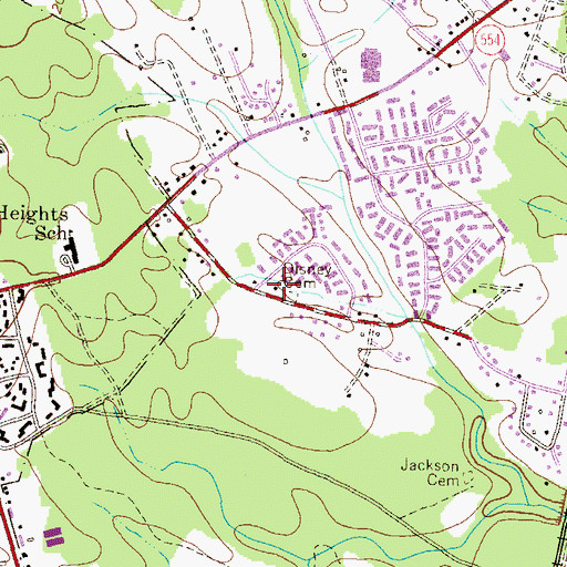 Topographic Map of Disney Cemetery, MD