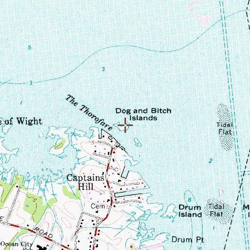 Topographic Map of Dog and Bitch Islands, MD