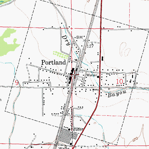 Topographic Map of Portland, AR