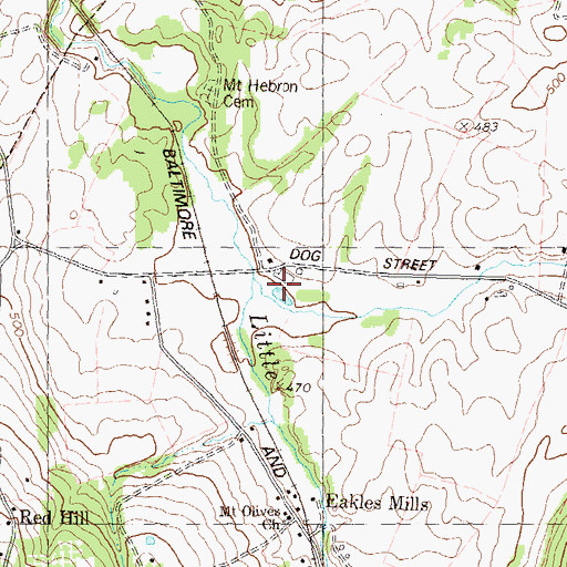Topographic Map of Dog Creek, MD