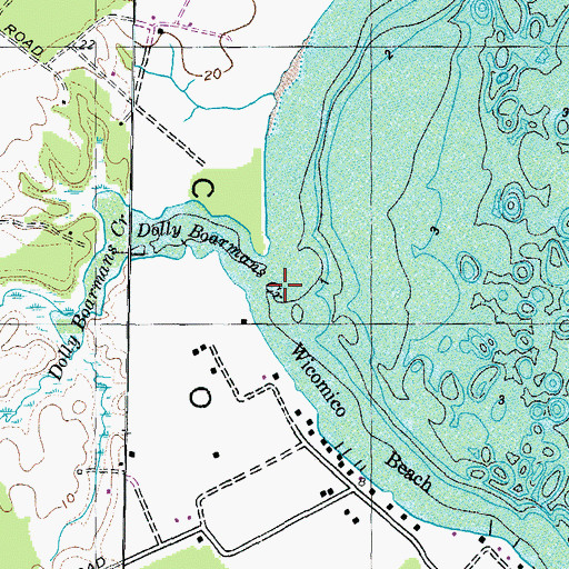 Topographic Map of Dolly Boarmans Creek, MD