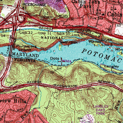 Topographic Map of Dots Island, MD