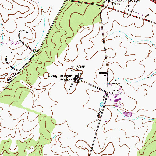 Topographic Map of Doughoregan Manor, MD