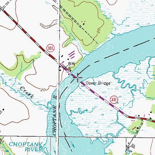 Topographic Map of Dover Bridge, MD