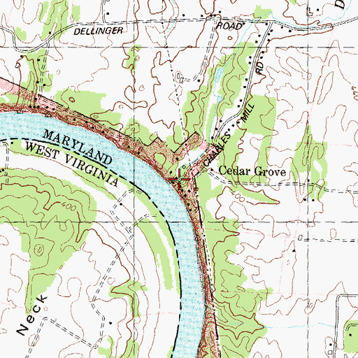 Topographic Map of Downey Branch, MD