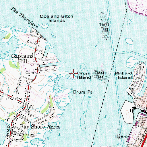 Topographic Map of Drum Island, MD