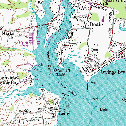 Topographic Map of Drum Point, MD