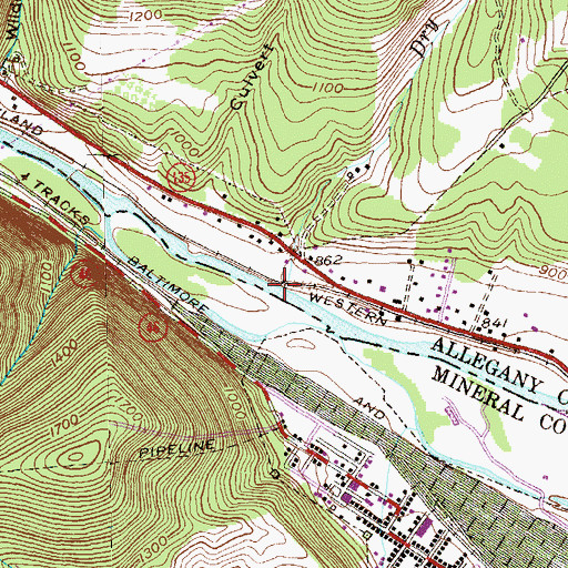 Topographic Map of Dry Run, MD