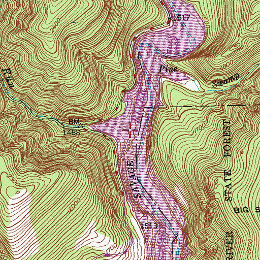 Topographic Map of Dry Run, MD