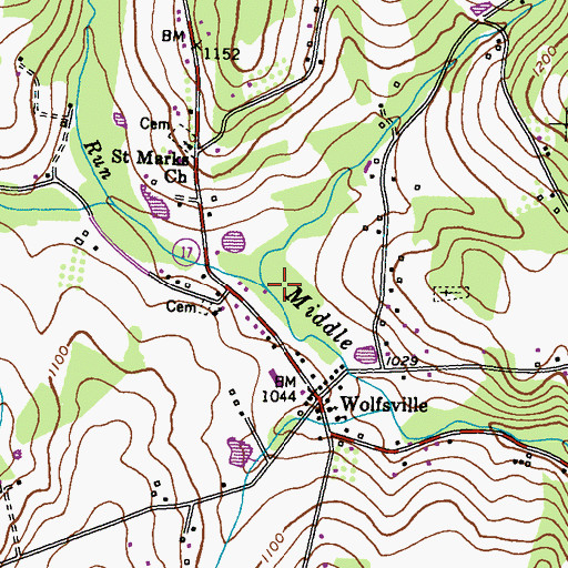 Topographic Map of Dry Run, MD