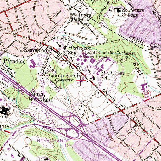 Topographic Map of Duncan Sisters Convent, MD
