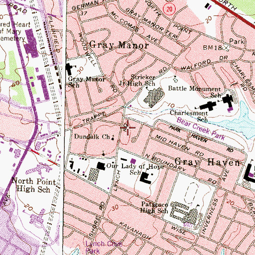 Topographic Map of Dundalk Church, MD