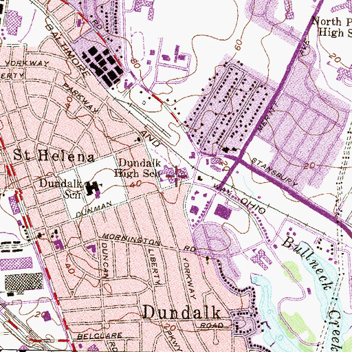 Topographic Map of Dundalk Middle School, MD