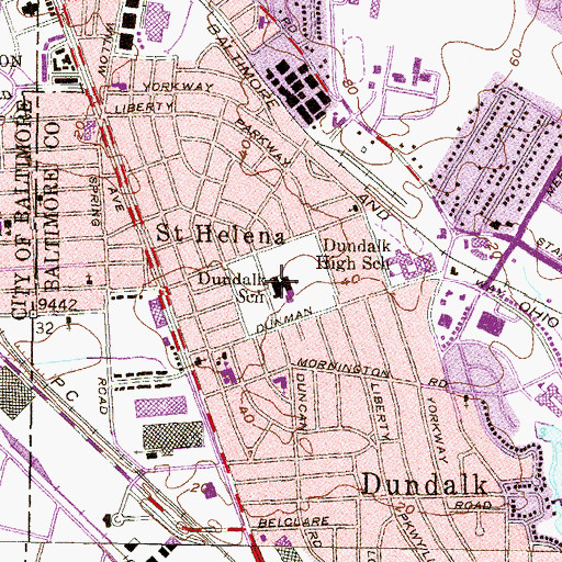 Topographic Map of Dundalk Elementary School, MD