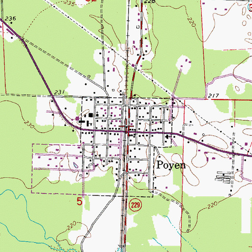 Topographic Map of Poyen, AR