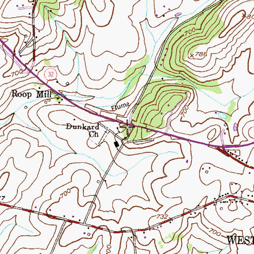 Topographic Map of Dunkard Church, MD