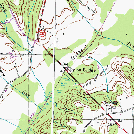 Topographic Map of Dyson Bridge, MD