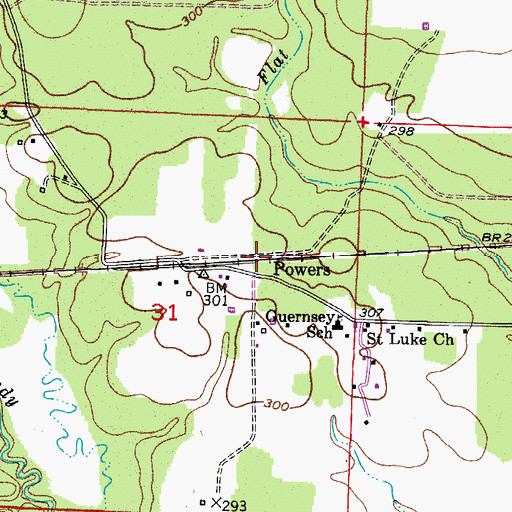 Topographic Map of Powers, AR
