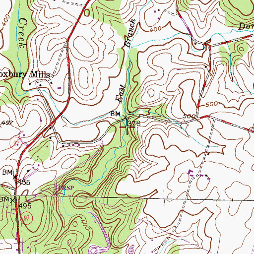Topographic Map of East Branch Cattail Creek, MD