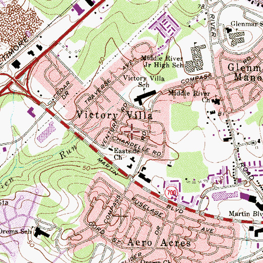 Topographic Map of Church of Christ of Eastside, MD