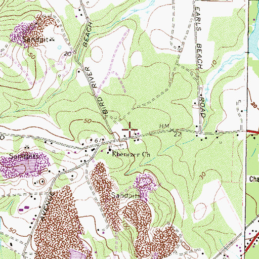 Topographic Map of Ebenezer Church, MD