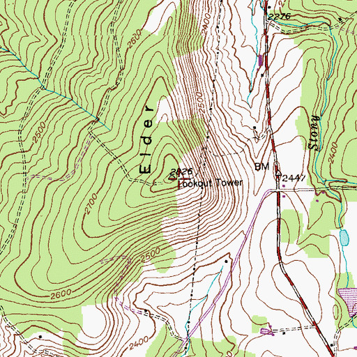 Topographic Map of Elder Hill, MD