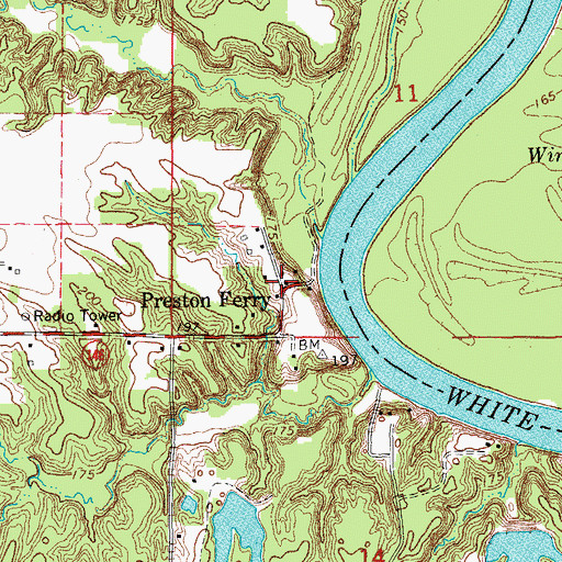 Topographic Map of Preston Ferry, AR