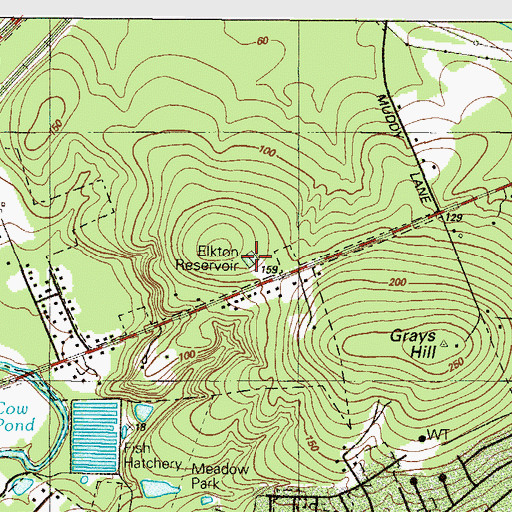Topographic Map of Elkton Reservoir, MD