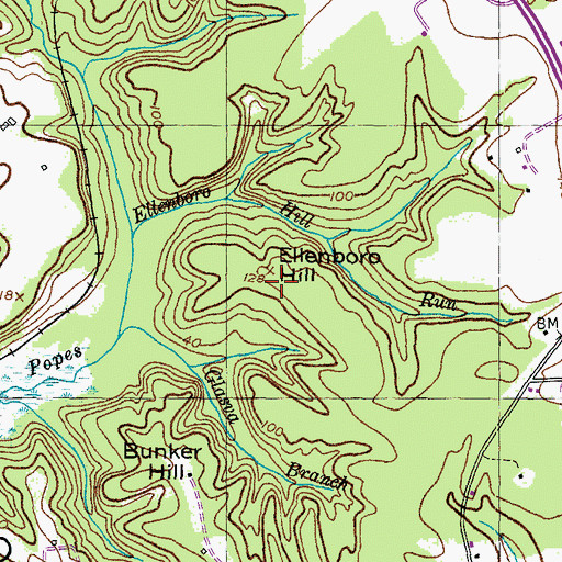Topographic Map of Ellenboro Hill, MD