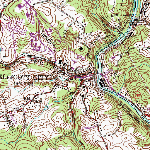 Topographic Map of Ellicott City, MD