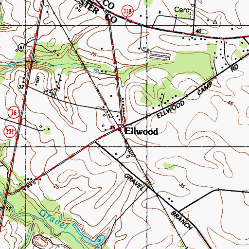 Topographic Map of Ellwood, MD
