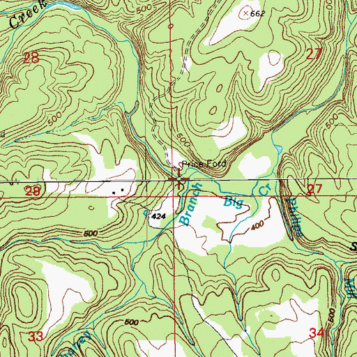 Topographic Map of Price Ford, AR