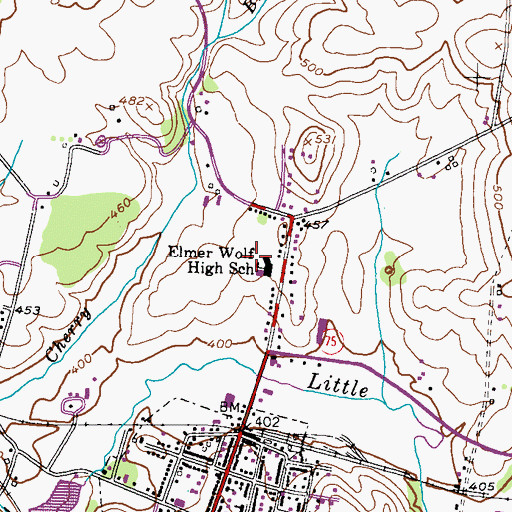 Topographic Map of Elmer A Wolfe Elementary School, MD