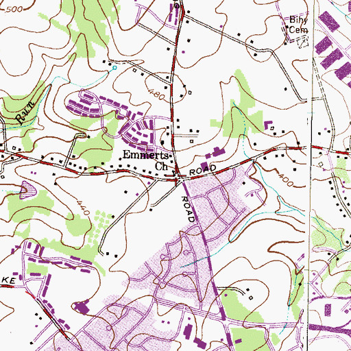 Topographic Map of Emmerts Church, MD
