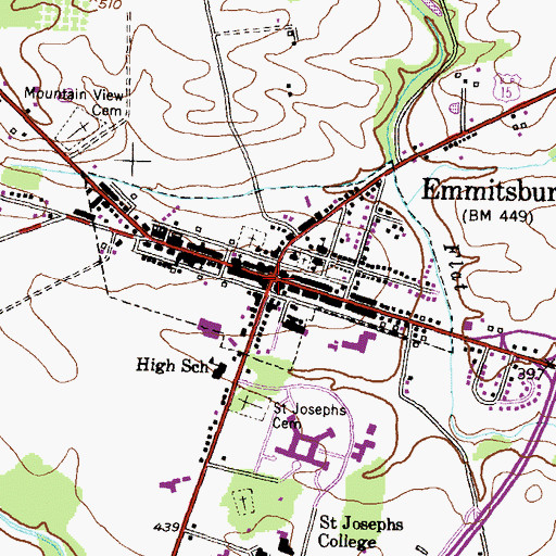 Topographic Map of Emmitsburg, MD