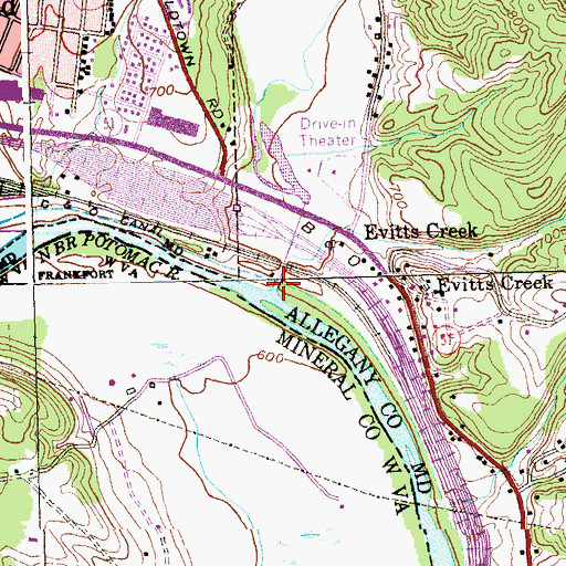 Topographic Map of Evitts Creek, MD