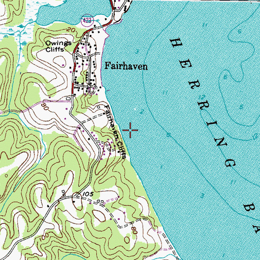 Topographic Map of Fairhaven Cliffs, MD