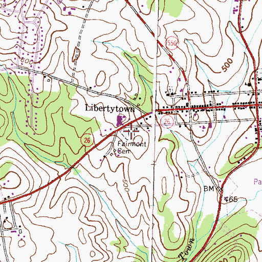 Topographic Map of Fairmont Cemetery, MD