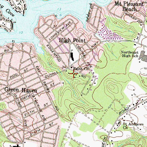 Topographic Map of Faith Baptist Church, MD