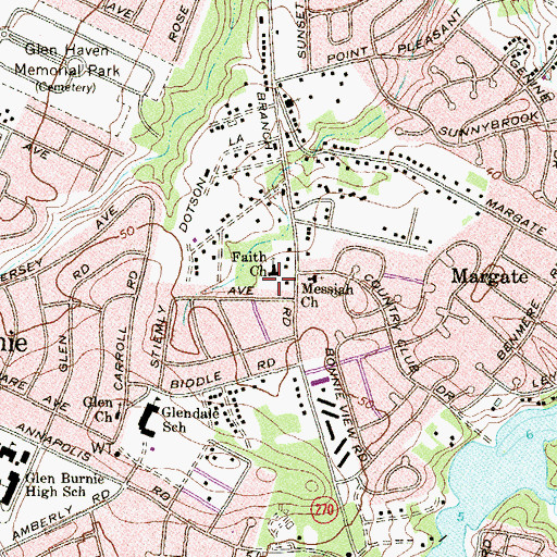 Topographic Map of Faith Church, MD