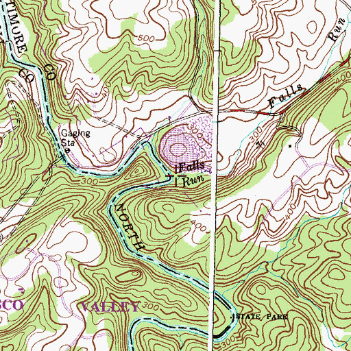 Topographic Map of Falls Run, MD